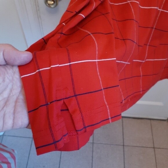 jos. a. bank golf shirt mens xxl 2x red windowpane cotton polo ledbetter top - Picture 4 of 4